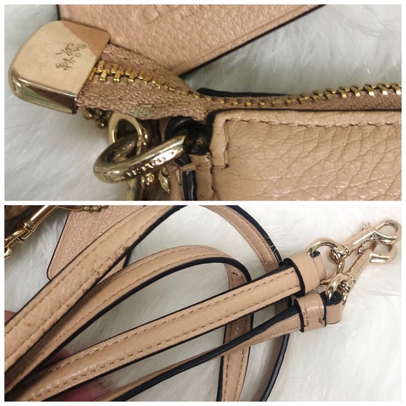 Coach Leather Crossbody Clutch Handbag Purse Gold - Picture 10 of 10